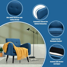 Load image into Gallery viewer, Modern Upholstered Comfy Accent Chair Single Sofa with Rubber Wood Legs-Navy