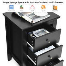 Load image into Gallery viewer, 2 pcs Nightstand End Beside Table Drawers-Black
