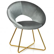 Load image into Gallery viewer, Modern Accent Velvet Dining Arm Chair w/ Golden Metal Legs and Soft Cushion-Gray