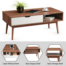 Load image into Gallery viewer, Coffee Cocktail Accent Table with Drawer and Storage Shelf-Coffee