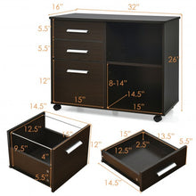 Load image into Gallery viewer, 3-Drawer Mobile Lateral File Cabinet Printer Stand-Espresso