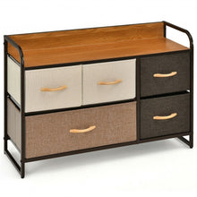 Load image into Gallery viewer, 5-Drawer Dresser Storage Tower with Fold-able Fabric Drawers
