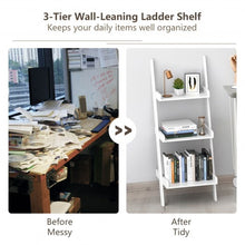 Load image into Gallery viewer, 3 Tier Leaning Wall Ladder Display Planting Storage Rack