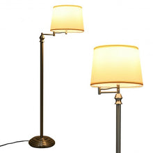 Load image into Gallery viewer, Swing Arm LED Floor Lamp with Hanging Fabric Shade