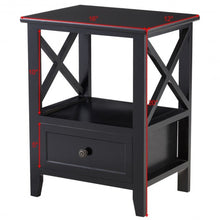 Load image into Gallery viewer, 2 pcs Living Room End Side Nightstands with Storage Drawer-Black