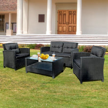 Load image into Gallery viewer, 4 Pcs Patio Conversation Set Garden Lawn Wicker Patio Set