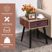 Load image into Gallery viewer, Mid-Century End Accent Bedside Table-Brown