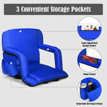Load image into Gallery viewer, Stadium Seat Portable Chair with Backs and Padded Cushion-Navy