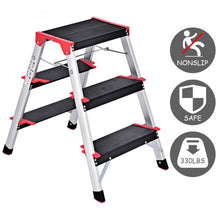 Load image into Gallery viewer, 3 Step Aluminum Lightweight Ladder Folding Non-Slip Stool