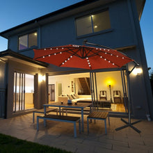 Load image into Gallery viewer, 10FT 360 Rotation Solar Powered LED Patio Offset Umbrella-Orange