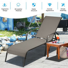 Load image into Gallery viewer, Adjustable Patio Chaise Outdoor Folding Lounge-Brown