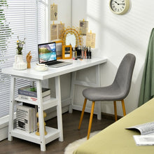 Load image into Gallery viewer, Trestle Computer Desk Home Office Workstation with Removable Shelves-White
