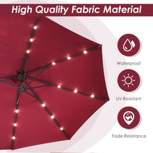 Load image into Gallery viewer, 15 Ft Solar LED Patio Double-sided Umbrella Market Umbrella with Weight Base-Red