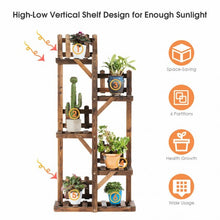 Load image into Gallery viewer, 5-Tier Flower Rack Wood Plant Stand 6 Pots Display Shelf