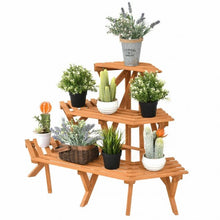 Load image into Gallery viewer, 3 Tiers Wooden Corner Plant Ladder Pot Holder Rack