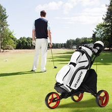 Load image into Gallery viewer, Folding 3 Wheels Golf Push Cart with Bag Scoreboard Adjustable Handle -Red