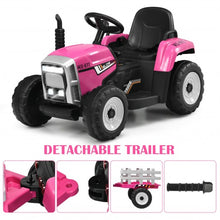 Load image into Gallery viewer, 12V Kids Ride On Tractor with Trailer Ground Loader-Pink