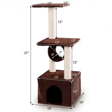 Load image into Gallery viewer, 37" Cat Tree Condo Scratch Post Kitten Pet House-Coffee