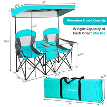 Load image into Gallery viewer, Portable Folding Camping Canopy Chairs w/ Cup Holder-Turquoise