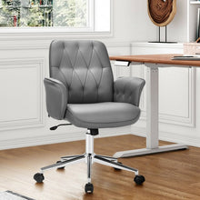 Load image into Gallery viewer, Modern Home Office Leisure Chair PU Leather Adjustable Swivel with Armrest-Gray