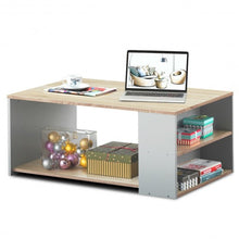 Load image into Gallery viewer, Coffee Table Sofa Side Table with Storage Shelves -Natural