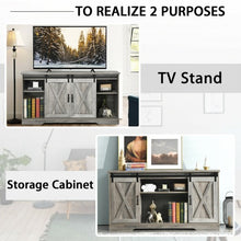Load image into Gallery viewer, 59" TV Stand with Adjustable Shelf and Sliding Barn Door Cabinet-Gray