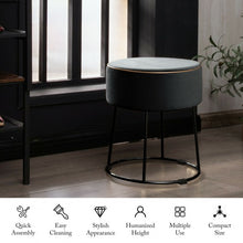 Load image into Gallery viewer, Velvet Round Footrest Ottoman with Metal Base and Non-Slip Foot Pads-Gray