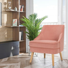 Load image into Gallery viewer, Velvet Upholstered Accent Chair with Rubber Wood Legs-Pink