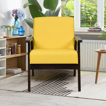 Load image into Gallery viewer, Solid Rubber Wood Fabric Accent Armchair-Yellow