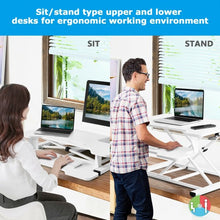 Load image into Gallery viewer, Height Adjustable Standing Desk Converter with Removable Keyboard Tray-White