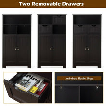 Load image into Gallery viewer, Bathroom Wooden Side Cabinet with 2 Drawers and 2 Doors-Coffee