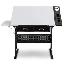 Load image into Gallery viewer, Adjustable Drafting Table Drawing Desk w/ Drop Leaf & Drawers