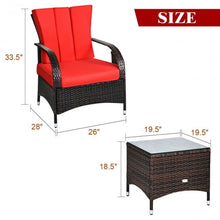 Load image into Gallery viewer, 3PCS Rattan Coffee Table Set Chair-Red