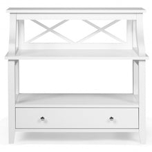 Load image into Gallery viewer, 3-Tier Storage Rack End table Side Table with Slide Drawer -White