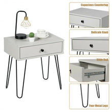 Load image into Gallery viewer, Nightstand Sofa End Table with One Drawer and Steel Pipe