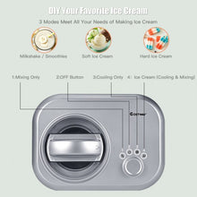 Load image into Gallery viewer, 1.1 QT Ice Cream Maker Automatic Frozen Dessert Machine with Spoon-Silver