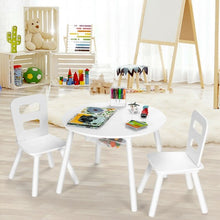 Load image into Gallery viewer, Wood Activity Kids Table and Chair Set with Center Mesh Storage for Snack Time and Homework-White