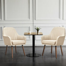 Load image into Gallery viewer, Set of 2 Fabric Upholstered Accent Chairs with Wooden Legs-Beige