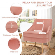 Load image into Gallery viewer, Velvet Upholstered Accent Chair with Rubber Wood Legs-Pink