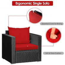 Load image into Gallery viewer, 3 Pcs Patio wicker Furniture Set with Cushion-Red