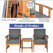 Load image into Gallery viewer, 3PC Solid Wood Outdoor Patio Sofa Furniture Set-Gray