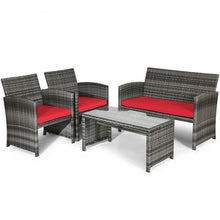 Load image into Gallery viewer, 4PCS Patio Rattan Furniture Set-Red