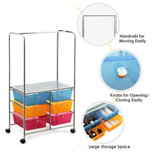 Load image into Gallery viewer, 6 Drawer Rolling Storage Cart with Hanging Bar -Multicolor