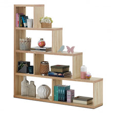 Load image into Gallery viewer, 6 Cubes Ladder Shelf Corner Bookshelf Storage Bookcase-Natural