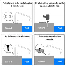 Load image into Gallery viewer, 2 Pcs Stainless Steel Hand Rail Set with Quick Mount Base for Swimming Pool in Summer