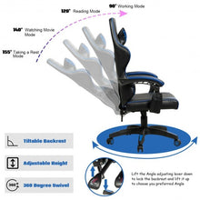Load image into Gallery viewer, Gaming Chair Reclining Swivel with Massage Lumbar Support -Blue