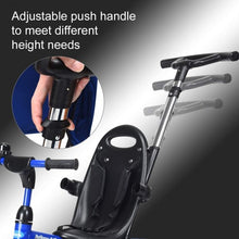 Load image into Gallery viewer, 4-in-1 Kids Tricycle with Adjustable Push Handle-Blue