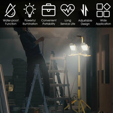 Load image into Gallery viewer, 200 W 20 000 lm LED Dual-Head Work Light with Stand
