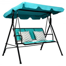 Load image into Gallery viewer, Outdoor Patio 3 Person Porch Swing Bench Chair with Canopy-Blue