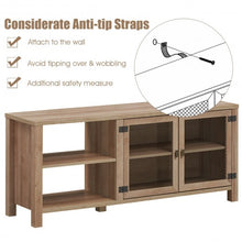Load image into Gallery viewer, Wooden TV Stand with 2 Metal Mesh Doors -Natural